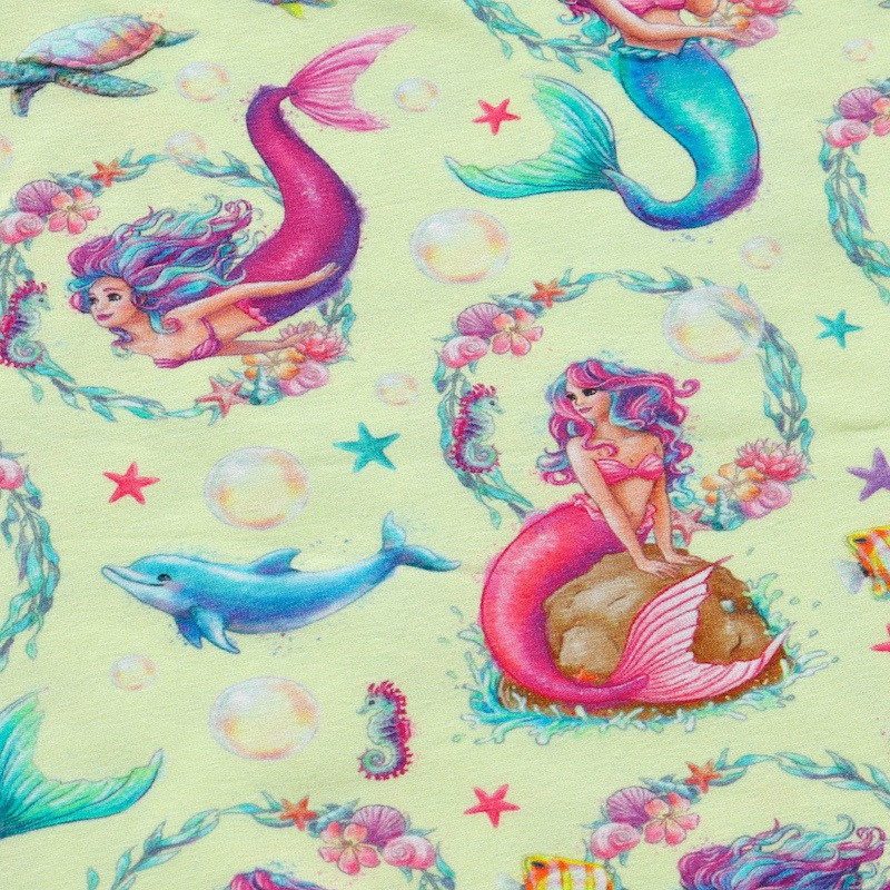 Mermaid Organic Cotton Girls Twirl Dress 2Y-10Y short sleeve 